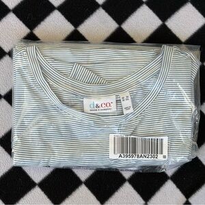 NWT Denim & Co Striped Top 3X Riviera Blue White T-Shirt QVC New in Package